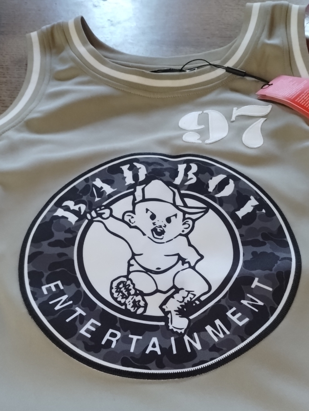 Men's Beige Graphic Jersey with Bad Boy Baby Logo